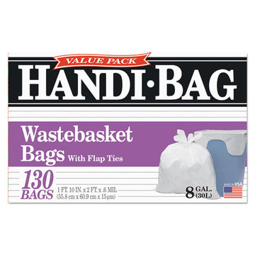 Handi-Bag® Super Value Pack, 8 Gal, 0.6 Mil, 22" X 24", White, 780-carton freeshipping - TVN Wholesale